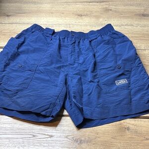 Men’s AFTCO Navy Blue Elastic Waist Cargo Original Fishing Shorts Size 44